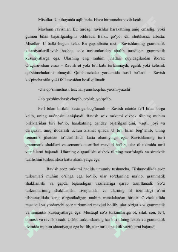 RAVISH SO’Z TURKUMI, UNING LEKSIK GRAMMATIK XUSUSIYATLARI. 7