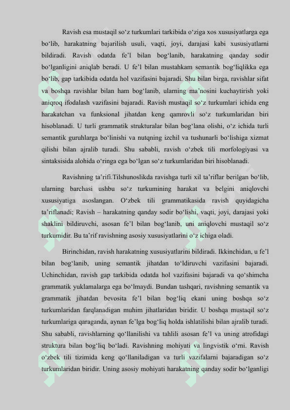 RAVISH SO’Z TURKUMI, UNING LEKSIK GRAMMATIK XUSUSIYATLARI. 8