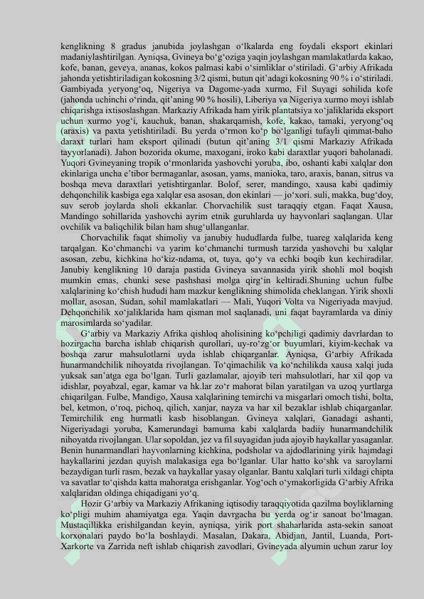 QORA AFRIKA XO‘JALIGI VA MADANIYATLARI 4