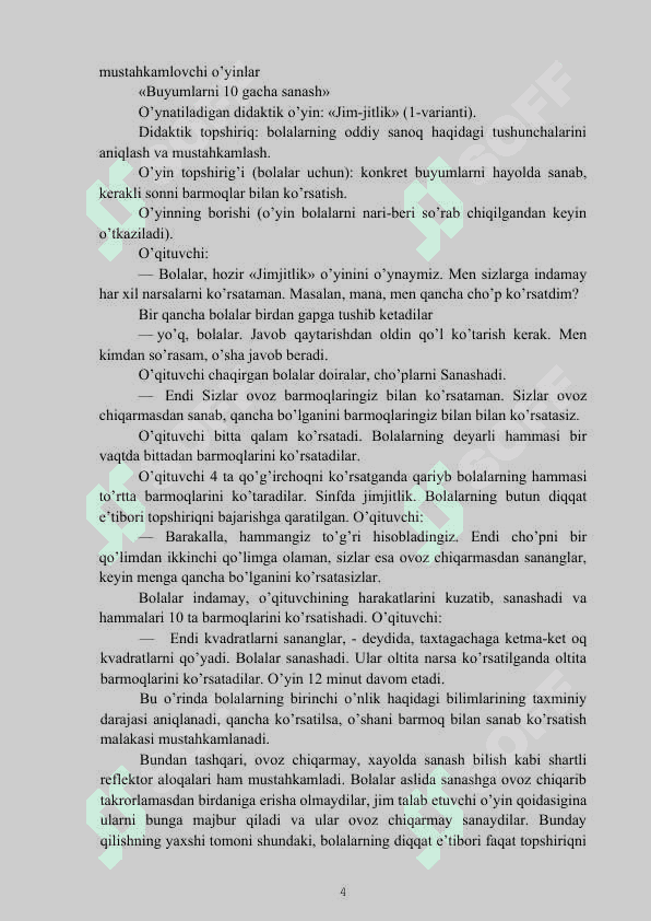 Matematika darslarida o’yin vositalarida o’quvchi ijodiy faoliyatini rivojlantirish 4