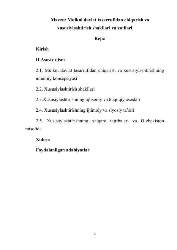 Xususiylashtirish 1