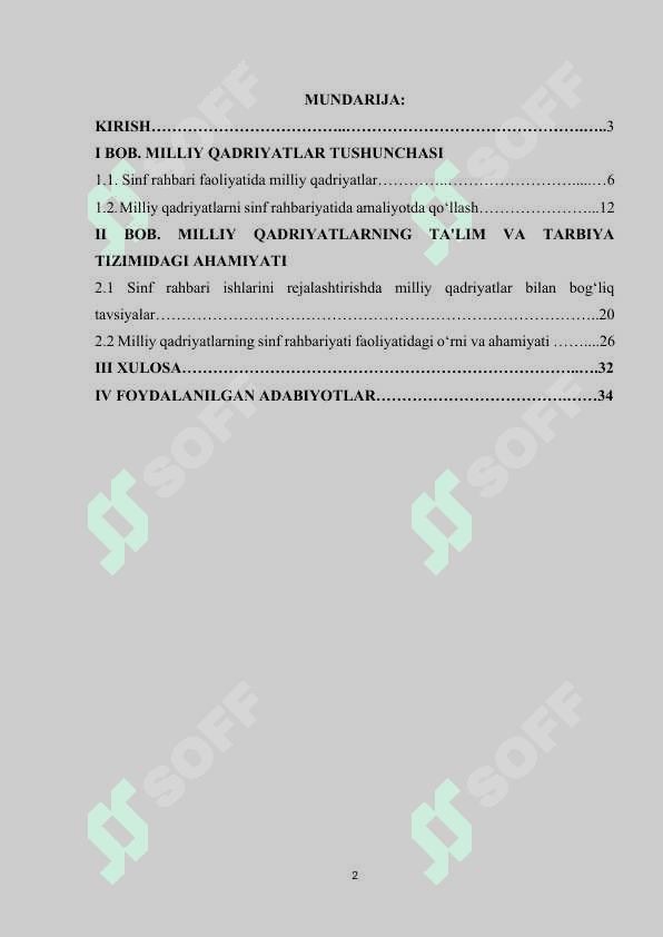 Sinf rahbari ishlarini rejalashtirishda milliy qadriyatlarning tutgan o’rni. 2