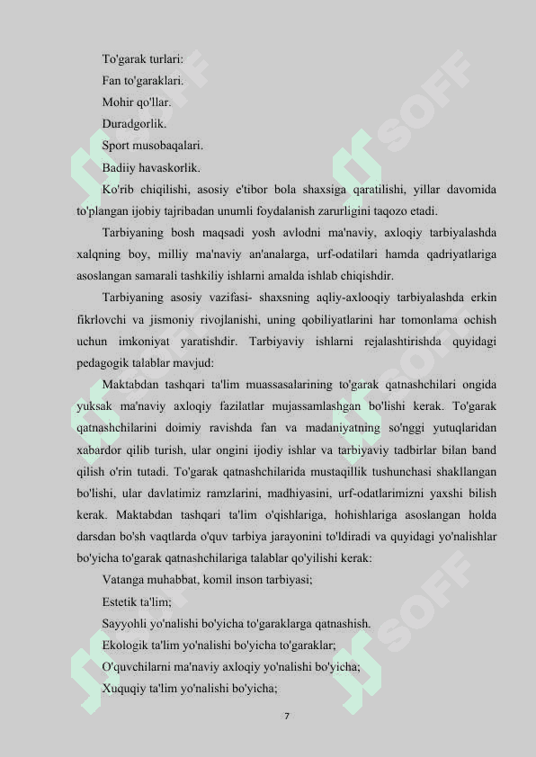 Sinfdan va maktabdan tashqari ishlami tashkil qilishda ma'naviyat ishlari bo'yicha direktor o'rinbosarining ish metodikasi 7