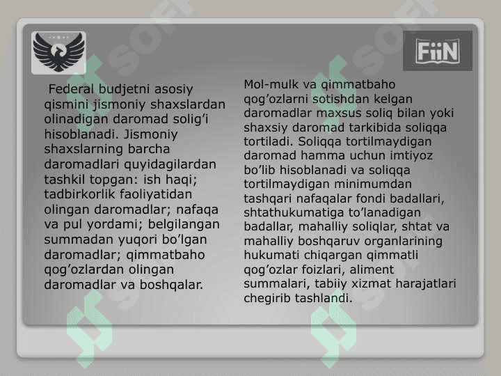 AQSH SOLIQ TIZIMI VA UNING O’ZIGA XOS XUSUSIYATLARI 6