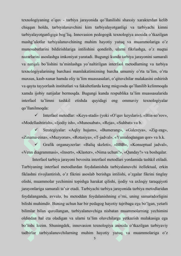 SINF FAOLLARINI ANIQLASH VA TARBIYALASH USULLARI 5