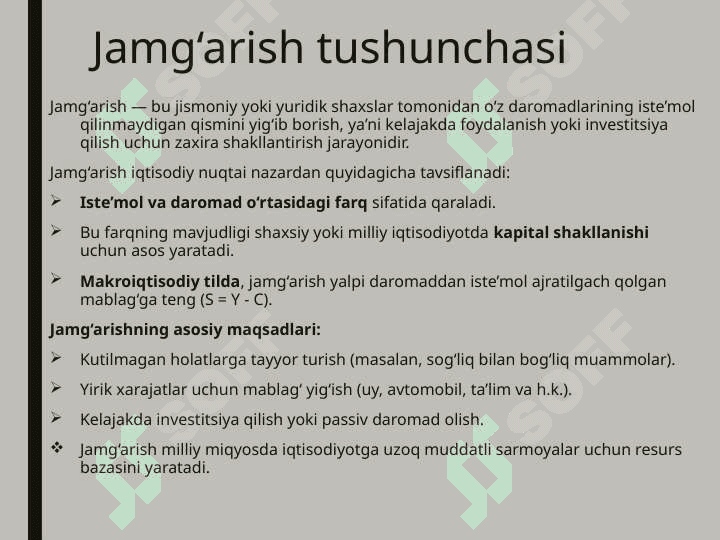 Jamg’arish va investitsiya funktsiyalari 3