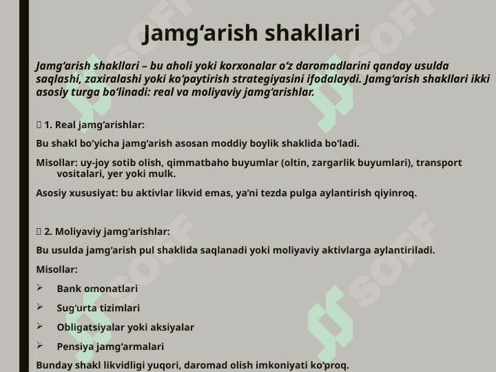 Jamg’arish va investitsiya funktsiyalari 7