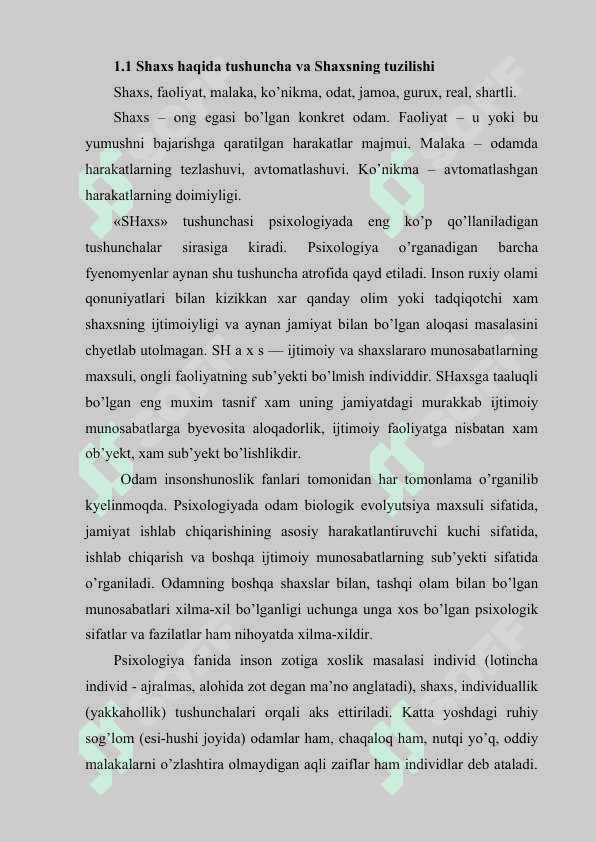 SHAXS VA UNING TUZILISHI, SHAXS PSIXOLOGIYASI KO'P QIRRALI TAHLILI 2