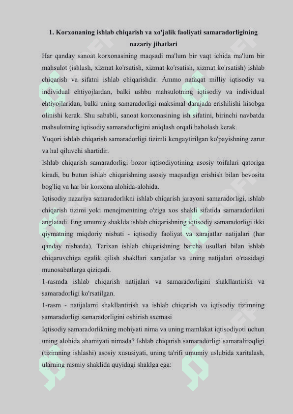 KORXONALARDA IXTISOSLASHUVI SAMARADORLIGINI  OSHIRISH 2