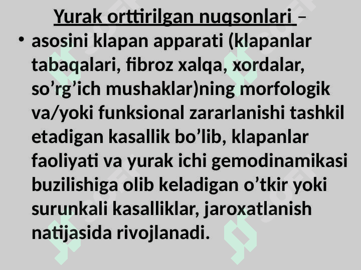 Yurakning mitral va aortal klapan yetishmovchiliklari 2