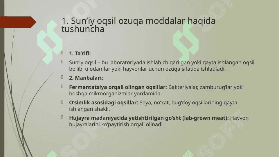 Sun’iy oqsil ozuqa moddalarining ishlab chiqarilishi va kelgusidagi imkoniyatlar 3