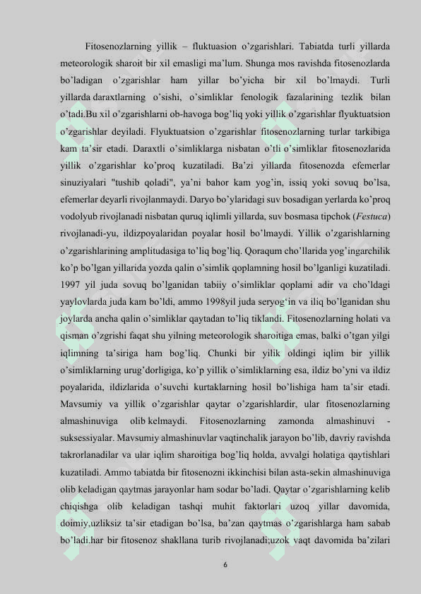 O‘SIMLIKLAR QOPLAMI VA DINAMIKASI 6