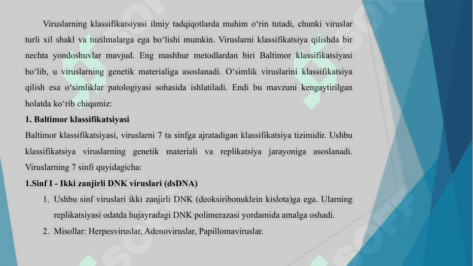 Viruslarning Klassifikatsiyasi va O‘simliklar Viruslarining Klassifikatsiyasi 2