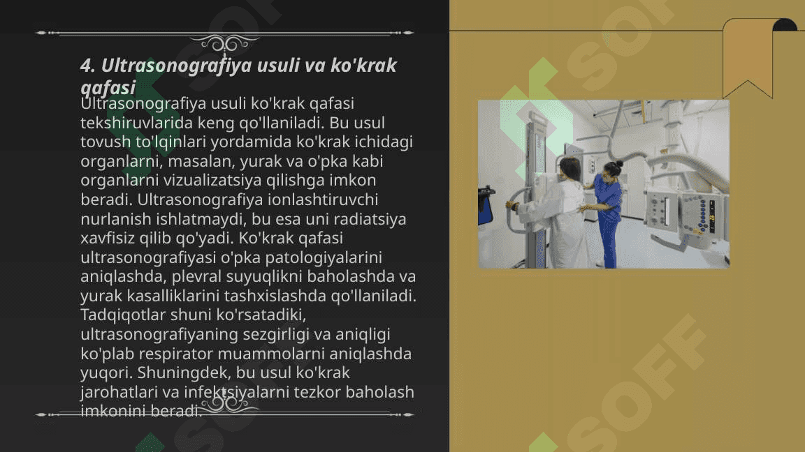 Kòkrak qafasi a'zolari nur tekshiruvi usullari. Kòkrak qafasi a'zolari radiologik anatomiyasi. Pediatrik radiologiyadagi xususiyatlari. 6