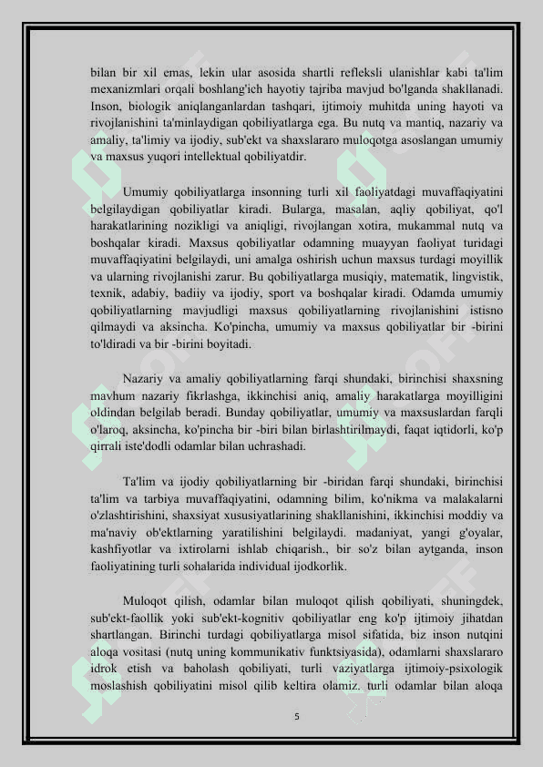 O’QUVCHILARDA XOTIRA, NUTQ, FIKRLASH QOBILIYATINI SHAKLLANTIRISH 5