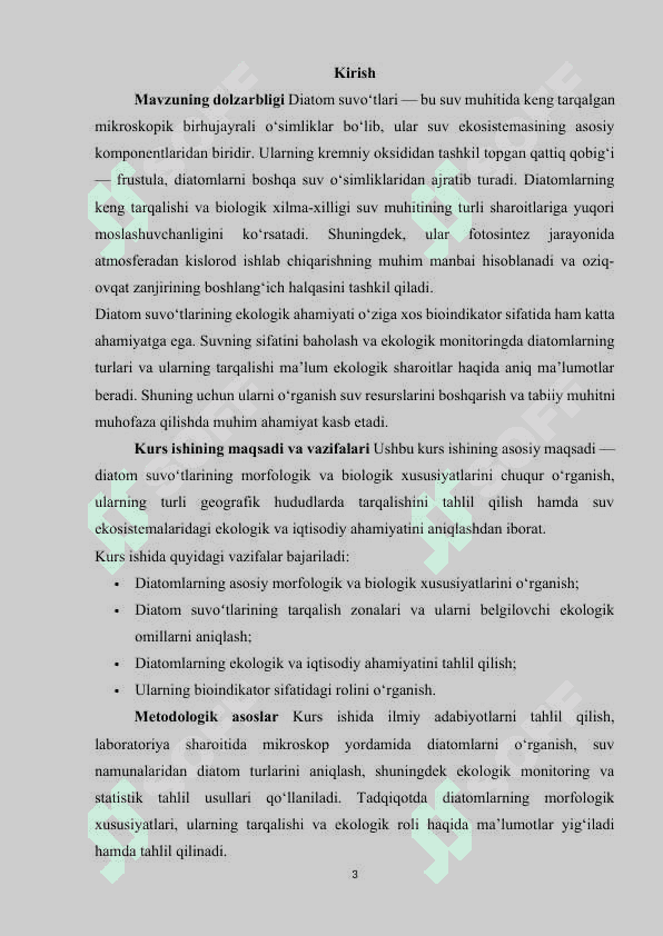 Diatom suvoʻtlarining tarqalishi va ahamiyati 3