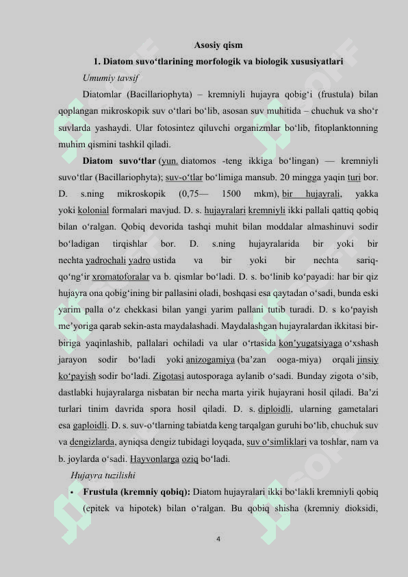 Diatom suvoʻtlarining tarqalishi va ahamiyati 4