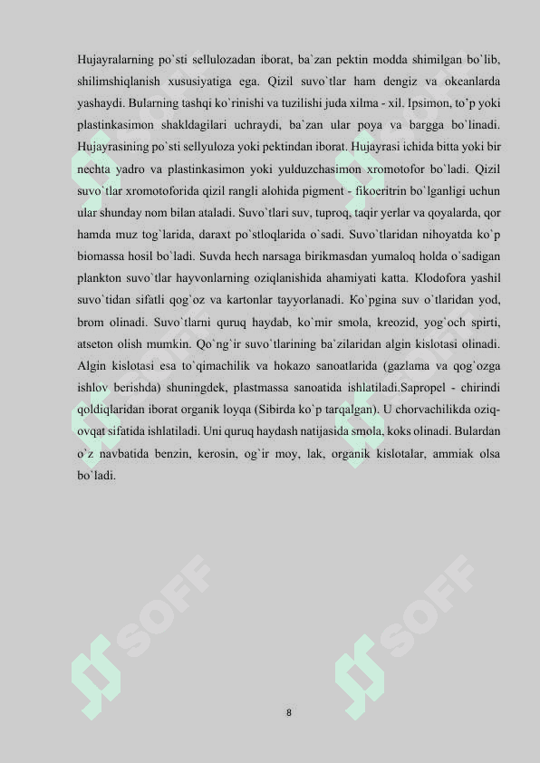 Diatom suvoʻtlarining tarqalishi va ahamiyati 8