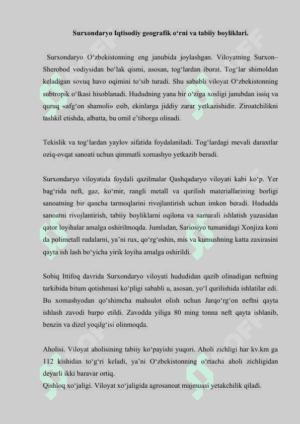 SURXONDARYO QISHLOQ XO’JALIGINI RIVOJLANTIRISH 2