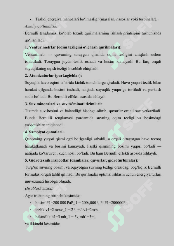 Suyuqlikning trubalardagi harakati 6