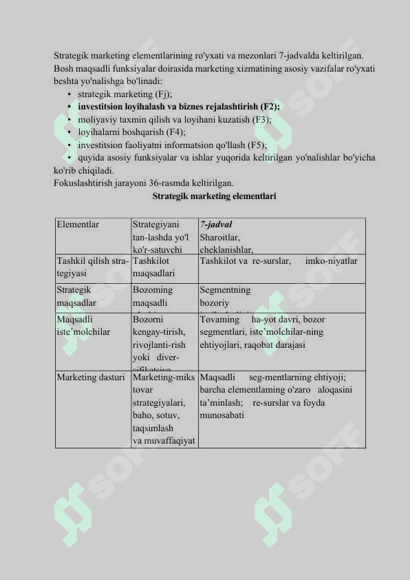 Marketings strategik va taktik rejalashtirish va ularni amalga oshirish usullari, yo‘l-yo‘riqlari 6