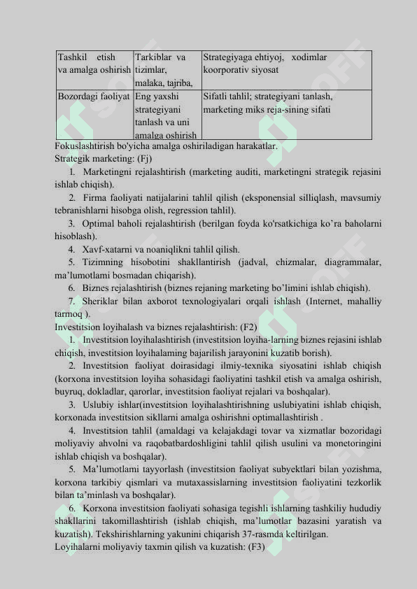 Marketings strategik va taktik rejalashtirish va ularni amalga oshirish usullari, yo‘l-yo‘riqlari 7