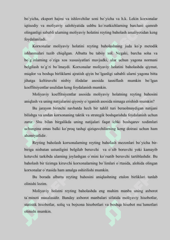 Korxonalar moliyaviy holatini reyting baholash va tahlil qilish 4
