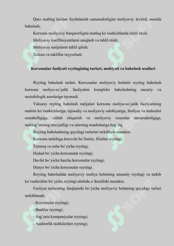 Korxonalar moliyaviy holatini reyting baholash va tahlil qilish 7