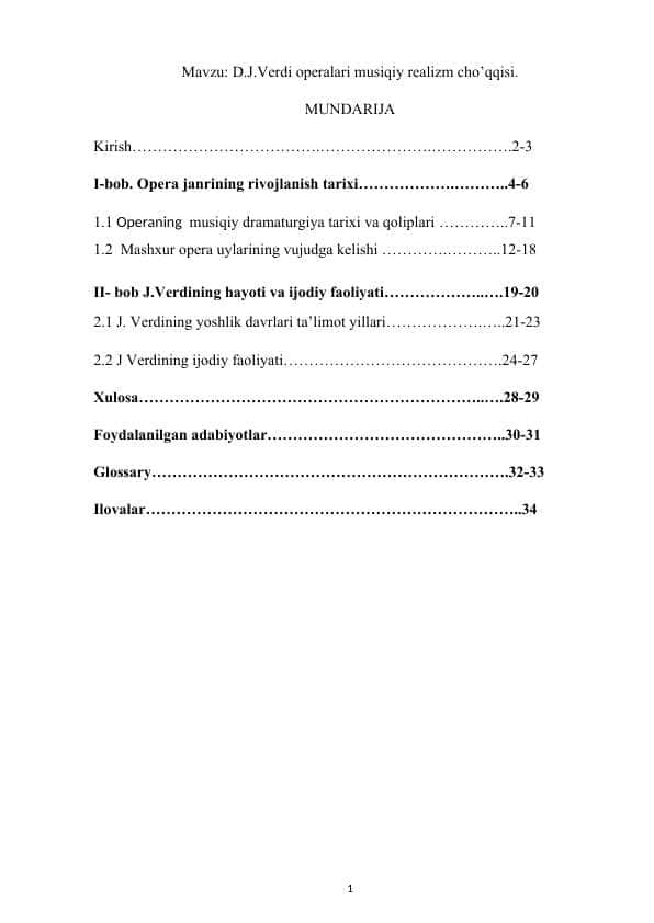 D.J.Verdi operalari musiqiy realizm cho’qqisi