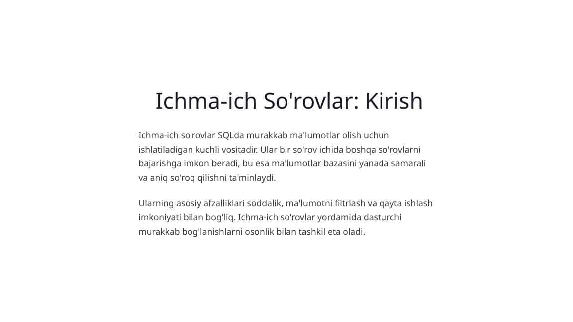 Ichma-ich So'rovlar 1