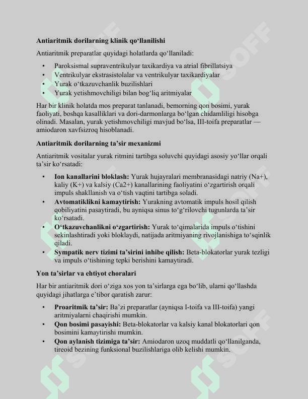 Antiaritmik dori vositalari. Yurak ritmini elektrokardiografik monitoringi. Aritmiya chaqirish modellari. Antiaritmik ta'siirga ega farmakologik va fitofarmakologik vositalar mexanizimi 3