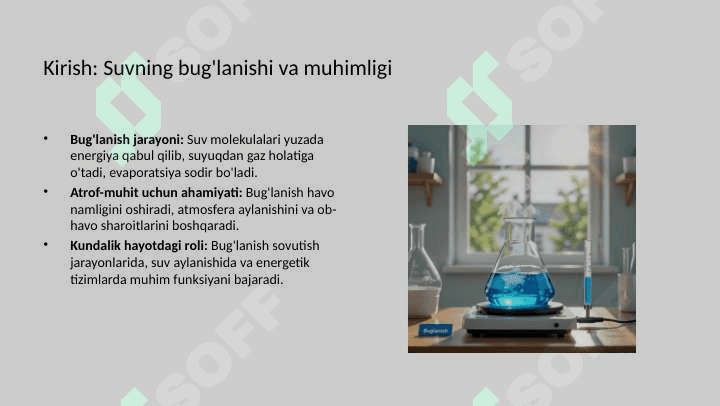 Suvning bug'lanish issiqligini aniqlash 3