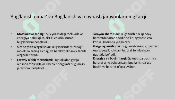 Suvning bug'lanish issiqligini aniqlash 4