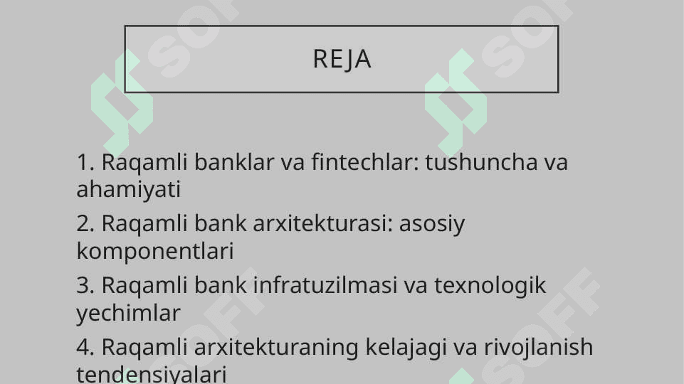 Raqamli banklar va fintechlarga kirish . Raqamli bank arxitekturasi 2