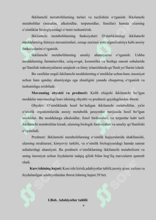 Mavzu: Kelib chiqishi ikkilamchi bo’lgan moddalar 4