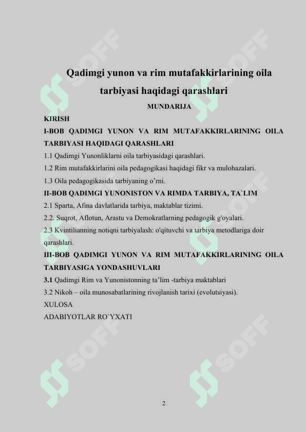 Qadimgi yunon va rim mutafakkirlarining oila tarbiyasi haqidagi qarashlari 2