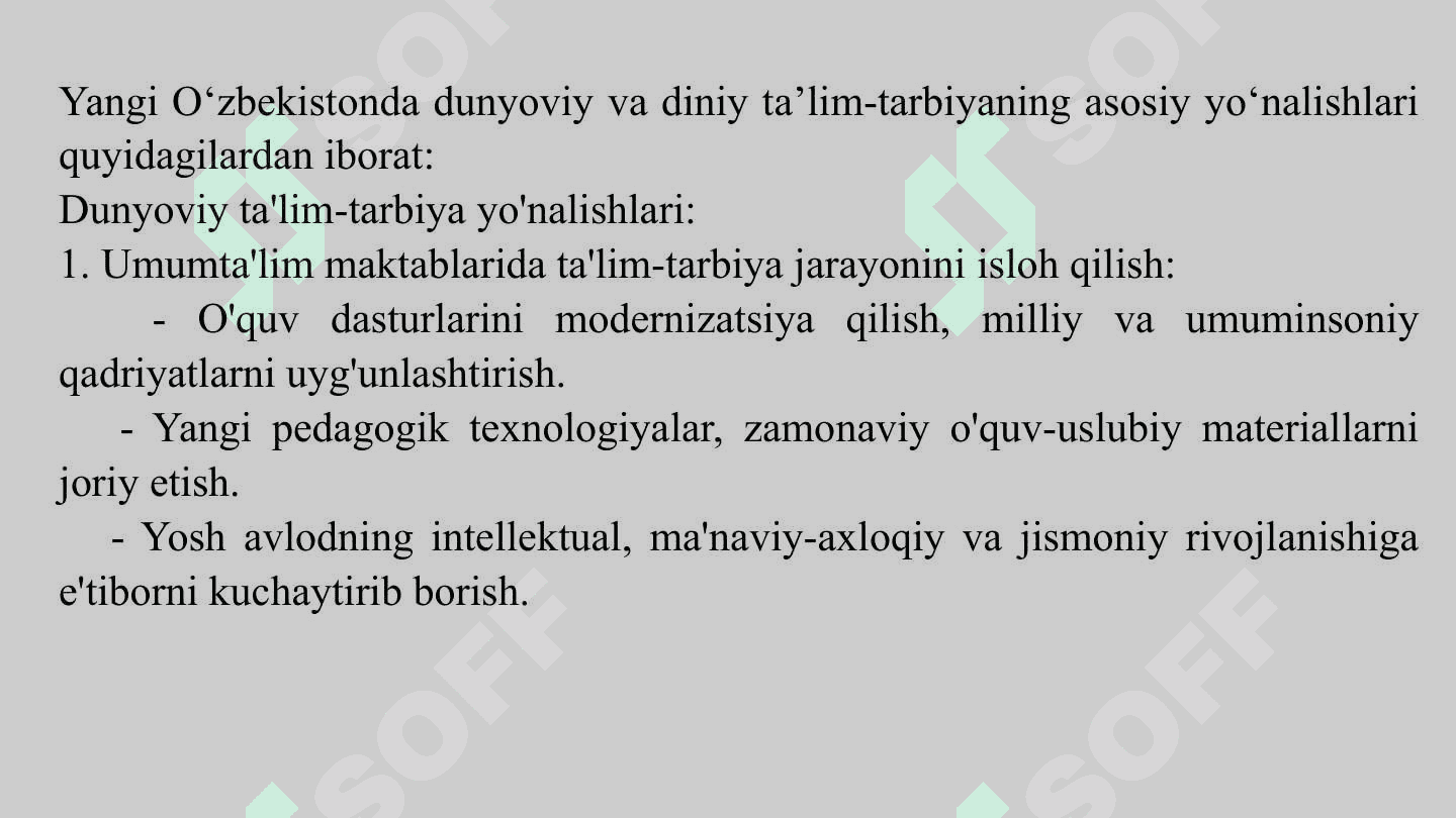 Diniy va dunyoviy bilimlar mutanosibligi 2