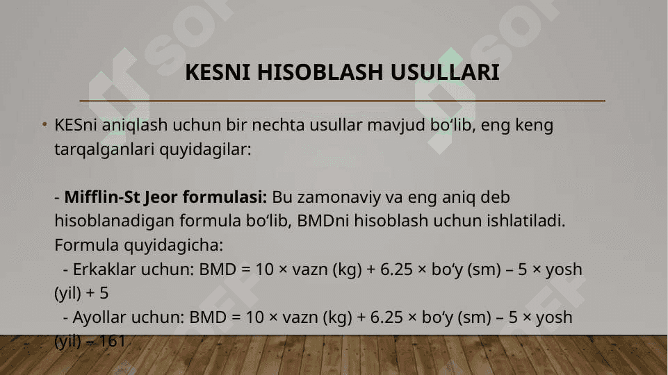 Kunlik energetik sarfini aniqlash 6