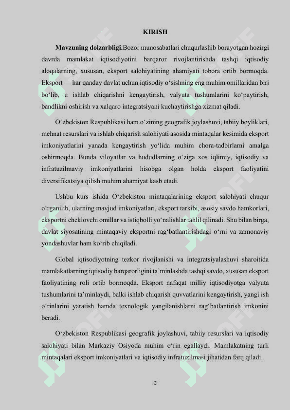 O'ZBEKISTON MINTAQALARINING EKSPORT SALOHIYATINI TAHLIL QILISH 3