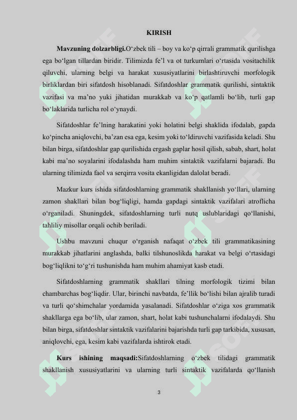 SIFATDOSHLARNING GRAMMATIK SHAKLLARI VA SINTAKTIK VAZIFALARI. 3