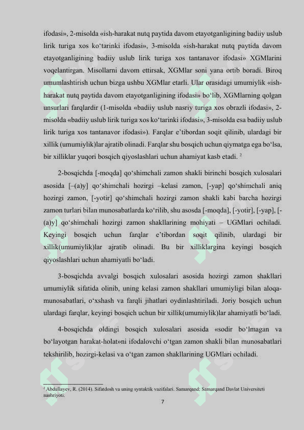 SIFATDOSHLARNING GRAMMATIK SHAKLLARI VA SINTAKTIK VAZIFALARI. 7