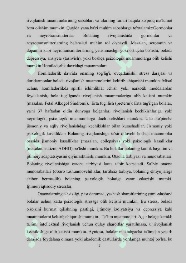 Bolani rivojlanishida muammolarning roli 7