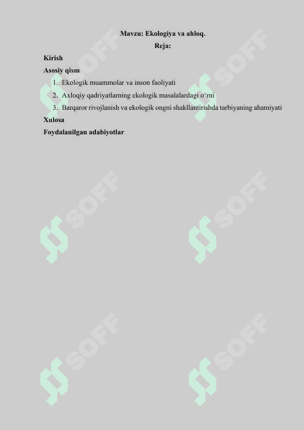 Ekologiya va ahloq 2