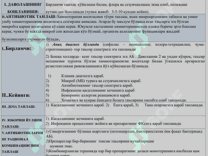 Химиотерапиянинг асосий мезонлари.Антибиотиклар - Antibiotiklar, kimyoterapiyaning asosiy mezonlari 6