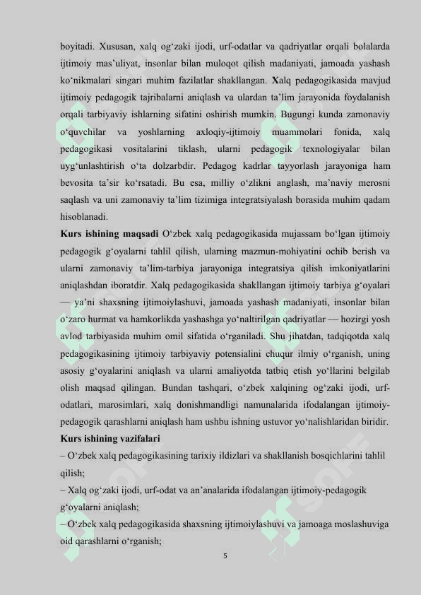 Òzbek xalq pedagogikasida ijtimoiy pedagogik ģoyalar 5