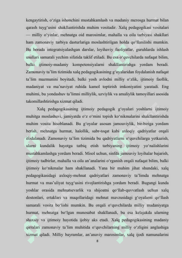 Òzbek xalq pedagogikasida ijtimoiy pedagogik ģoyalar 8