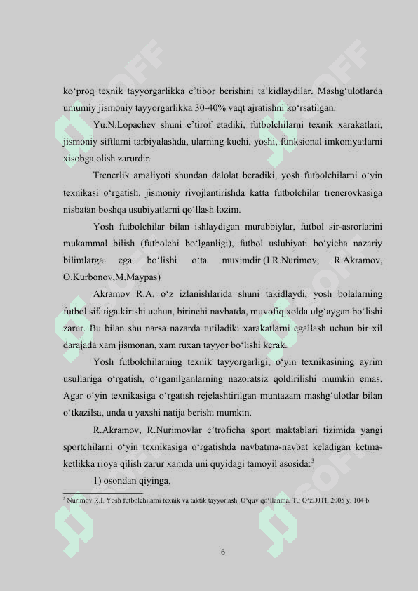 Yosh futbolchilarni umumiy va jismoniy tayyorgarligini tarbiyalash 6