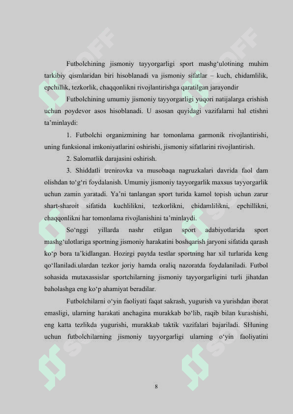 Yosh futbolchilarni umumiy va jismoniy tayyorgarligini tarbiyalash 8