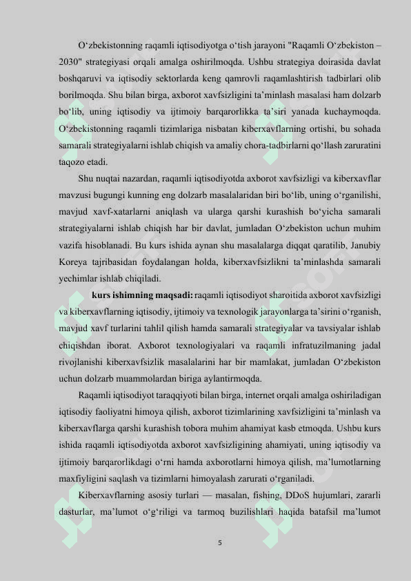 Raqamli iqtisodiyotda axborot xavfsizligi va kiberxavflar 5