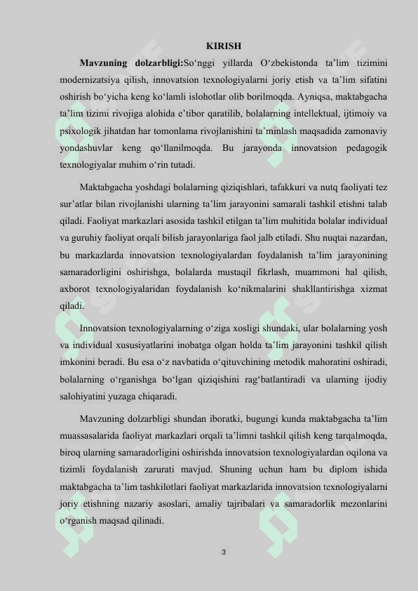 MAKTABGACHA TA'LIM TASHKILOTLARI FAOLIYAT MARKAZLARIDA TA'LIM JARAYONLARINI TASHKIL ETISHDA INNOVATSION TEXNOLOGIYALARDAN FOYDALANISH 3